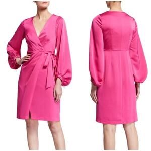 Aidan Mattox Pleated Wrap Dress Pink